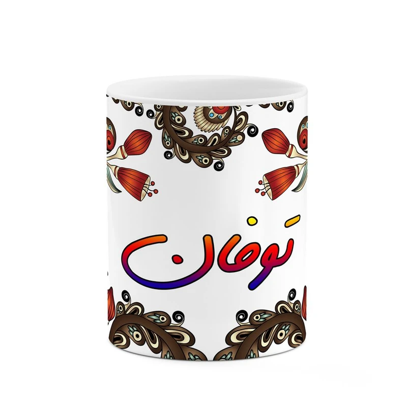 ماگ کاکتی مدل اسم توفان طرح سنتی گل و بته کد mgh44597