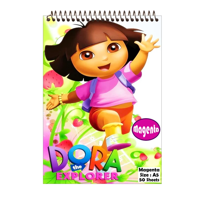 دفتر نقاشی 50 برگ مجنتا طرح دورا کد 0061