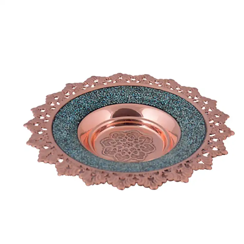 بشقاب فیروزه کوبی آقاجانی مدل شبکه بری کد 20