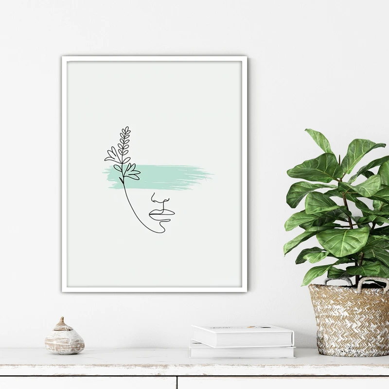 تابلو آتریسا طرح چهره لاین آرت مدرن مدل ATFL19 فریم سفید