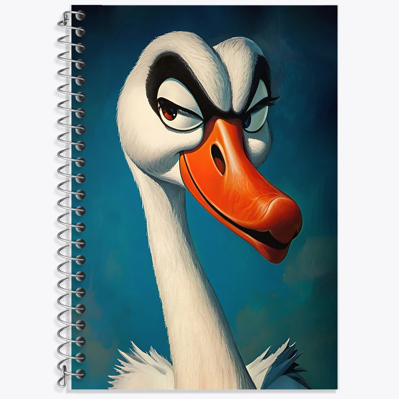 دفتر زبان 50 برگ خندالو مدل سه خط طرح قو از خود راضی کد F6536