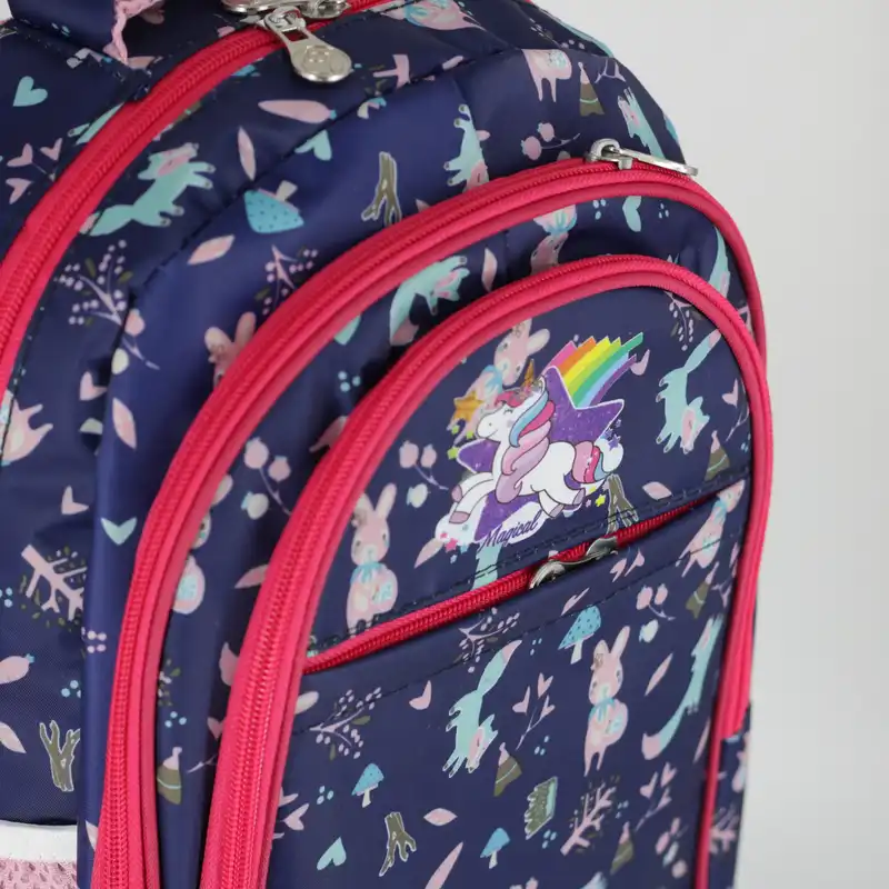 کوله پشتی چرخ دار  طرح یونیکورن کد 8 به همراه جامدادی