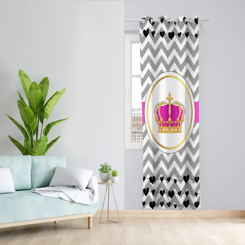 پرده طرح تاج مدل مخمل پانچی کد 4184 z سایز 140x200 سانتی متر