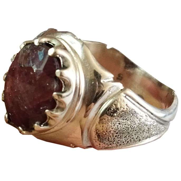 انگشتر نقره مردانه مدل یاقوت آفریقایی