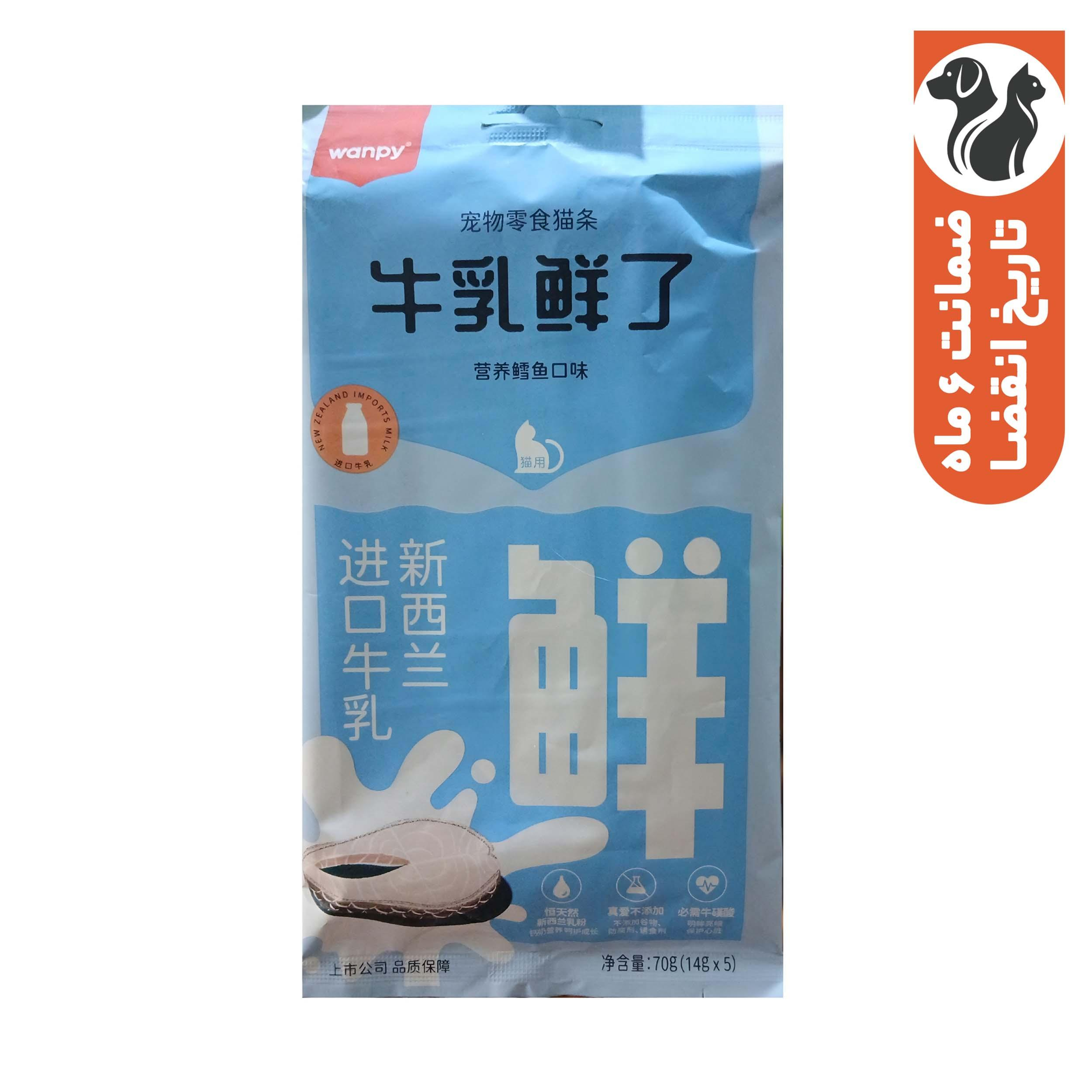 تشویقی گربه ونپی مدل بستنی طعم ماهی در شیر وزن 70 گرم