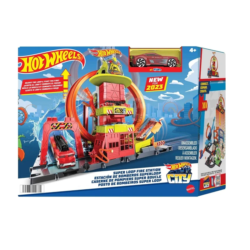کیت ماشین بازی هات ویلز مدل Super Loop Fire Station کد HKX41