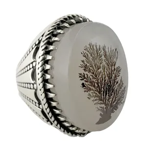 انگشتر نقره مردانه عقیق شجر کد 93