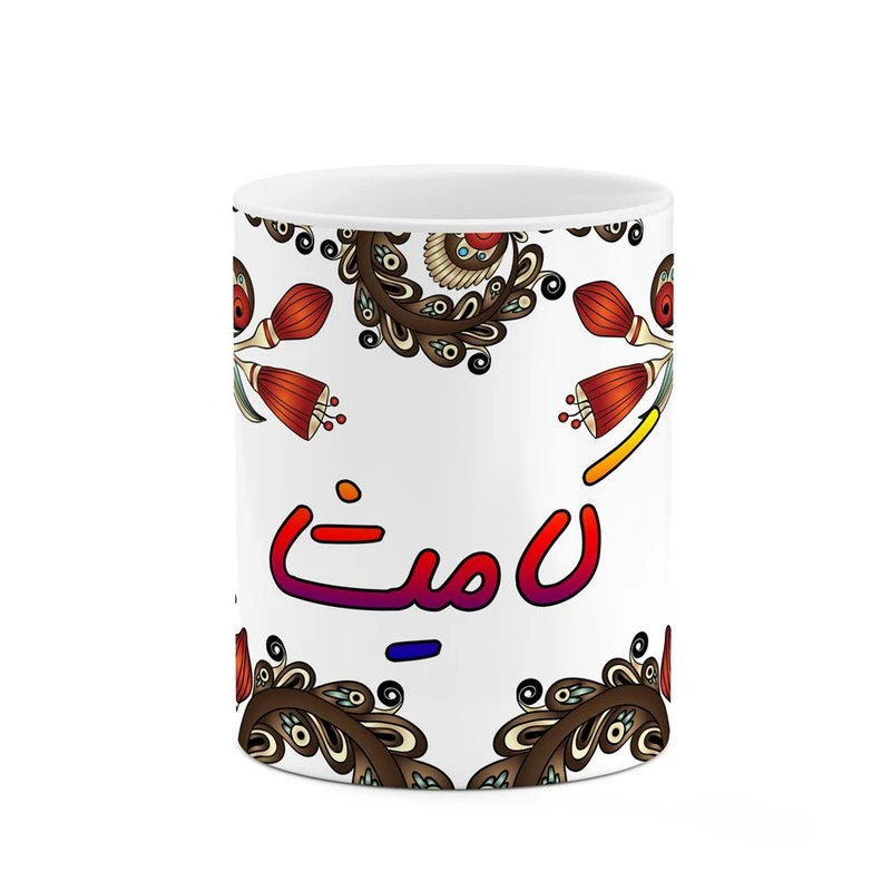 ماگ کاکتی مدل اسم کامیشا طرح سنتی گل و بته کد mgh46557