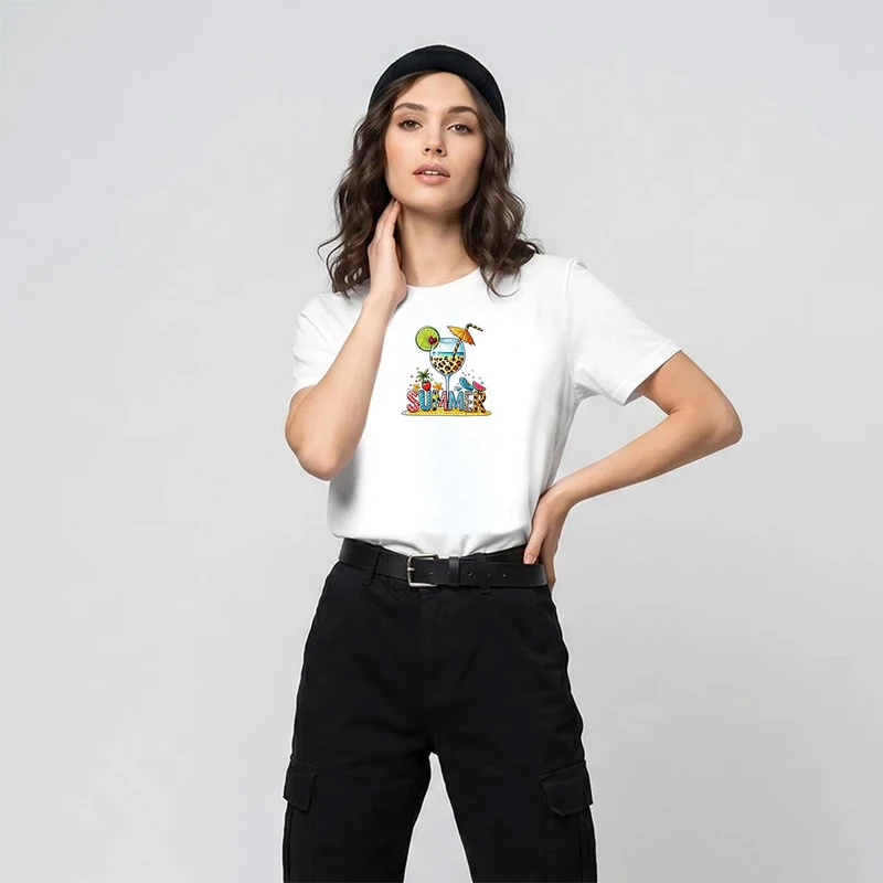 تی شرت آستین کوتاه زنانه تابستانی طرح Summer  کد WH.1064