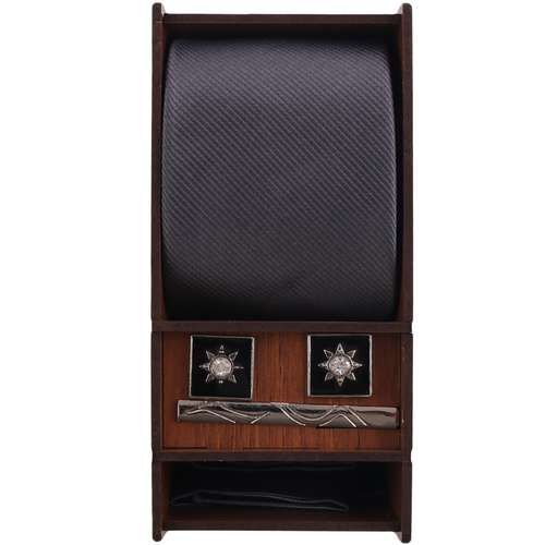 ست کراوات و دستمال جیب و دکمه سردست و گیره کراوات مردانه مدل PJ-110478