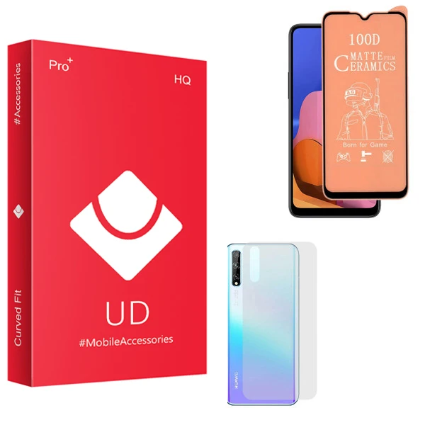 محافظ صفحه نمایش سرامیکی مات یو دی مدل HQ مناسب برای گوشی موبایل هوآوی Y8P به همراه محافظ پشت گوشی