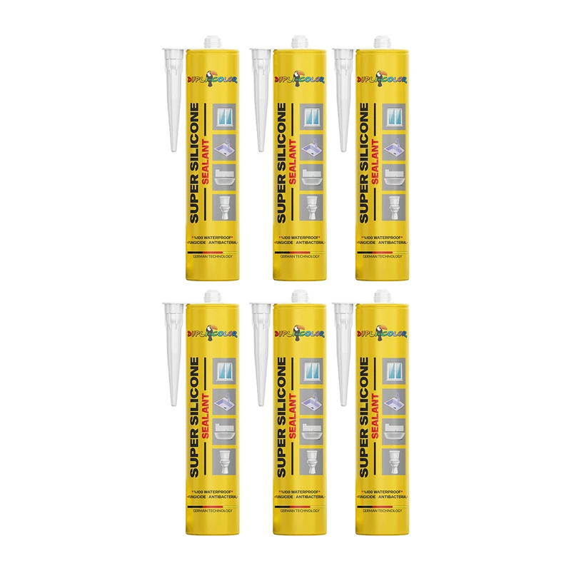 چسب سیلیکون دوپلی کالر مدل D6 وزن 320 گرم مجموعه 6 عددی