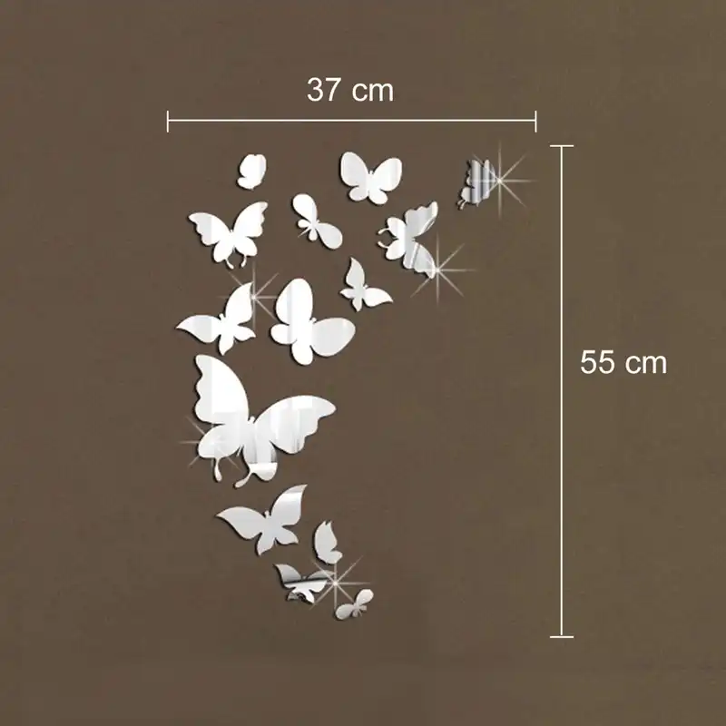 آینه دکوراتیو طرح پروانه بسته 14 عددی