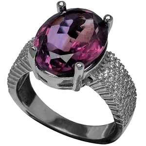 انگشتر نقره زنانه مدل آمیتیست طبیعی رکاب پرمخراج