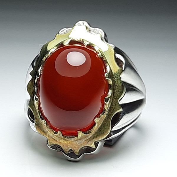 انگشتر نقره مردانه عقیق سرخ خراسان