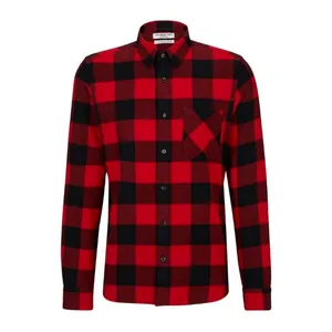 پیراهن آستین بلند یقه برگردان مردانه سداروود استیت مدل چهارخانه درشت