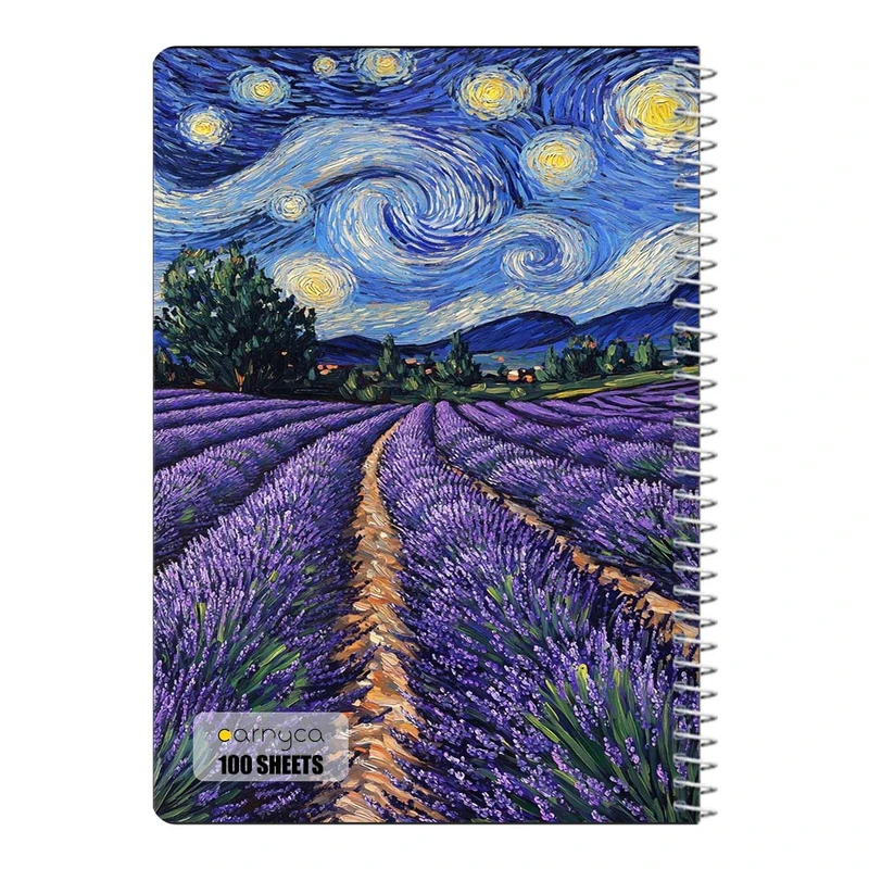 دفتر مشق 100 برگ سیمی کارنیکا طرح شب پرستاره فانتزی ون گوگ Fantasy Starry Night Van Gogh کد 39799