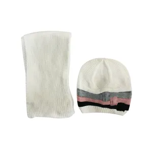 ست کلاه و شال گردن بافتنی کد 587 رنگ سفید