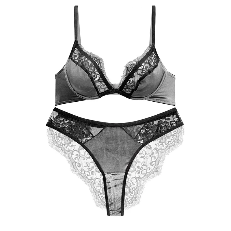 ست شورت و سوتین زنانه نوشه پوش مدل مخمل گیپور مژه ای کد 85001