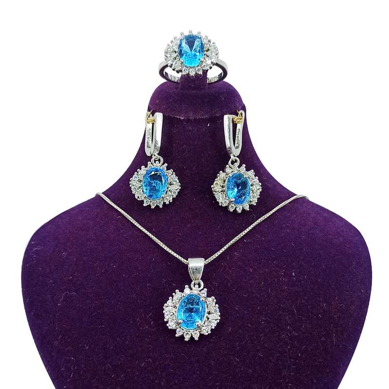 نیم ست نقره زنانه سلین کالا مدل توپاز ce-As223