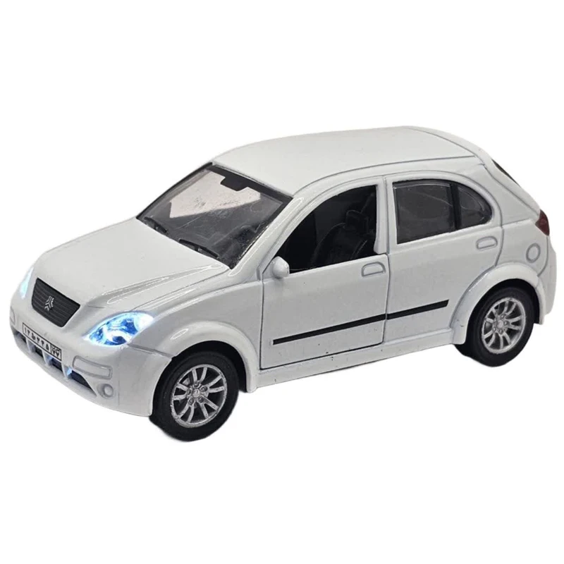 ماشین بازی ناب سل مدل تیبا دو فلزی چراغدار موزیکال کد Die-cast Tiba 2 toy car with lights and music