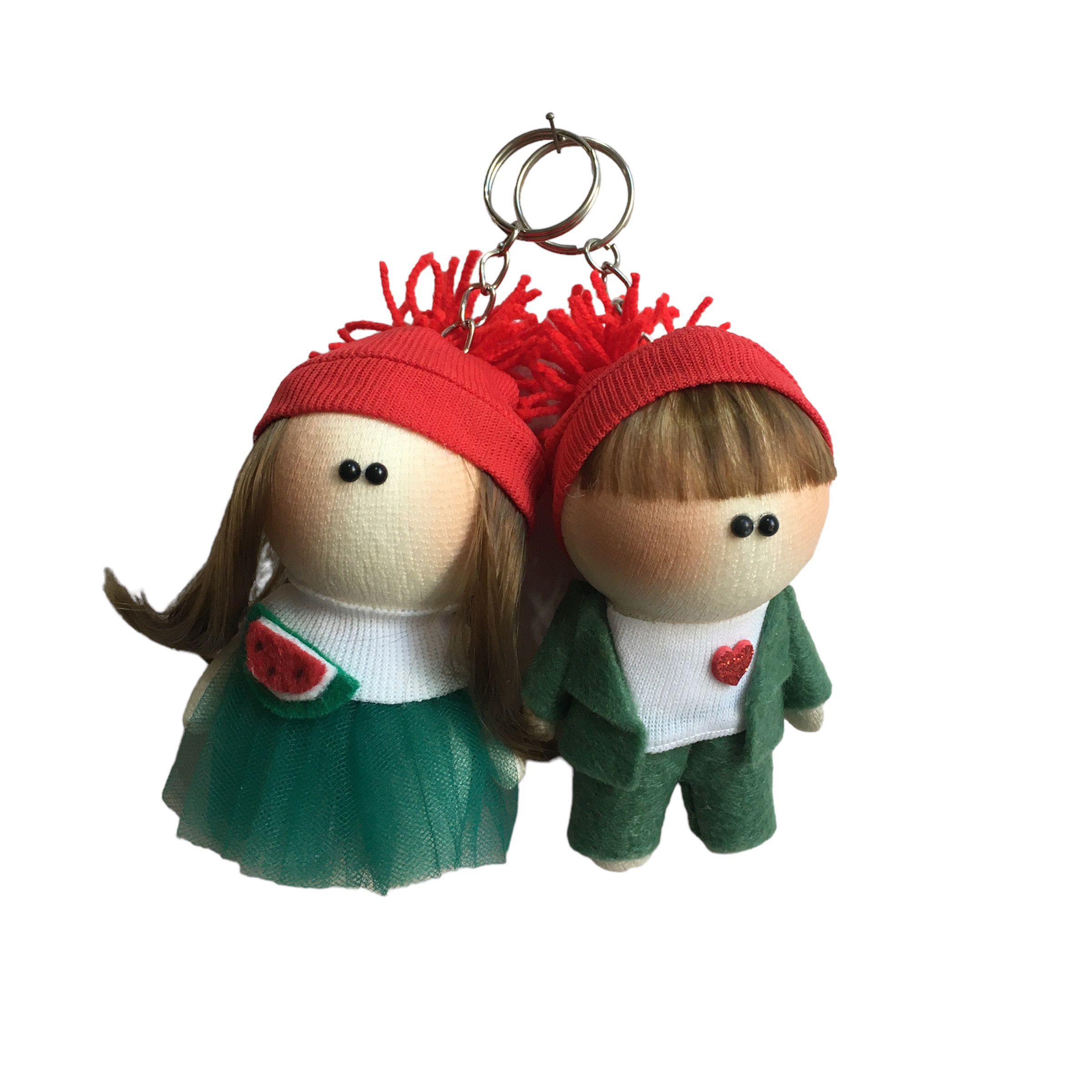 آویز عروسکی مدل دختر و پسر يلدايى مجموعه 2 عددى