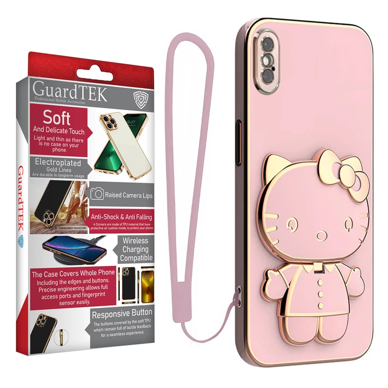 کاور گاردتک اساک مدل Kitty Strap مناسب برای گوشی موبایل اپل iPhone X/ XS به همراه بند