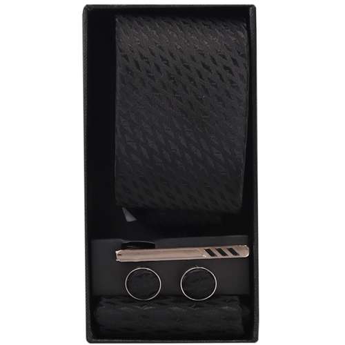 ست کراوات و دستمال جیب و دکمه سردست و گیره کراوات مردانه مدل PJ-108797