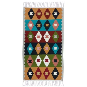 گلیم دستبافت یک متری مدل رومیزی کد 425