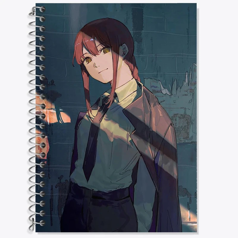 دفتر زبان 50 برگ خندالو مدل سه خط طرح ماکیما انیمه مرد اره ای Chainsaw Man کد 23189