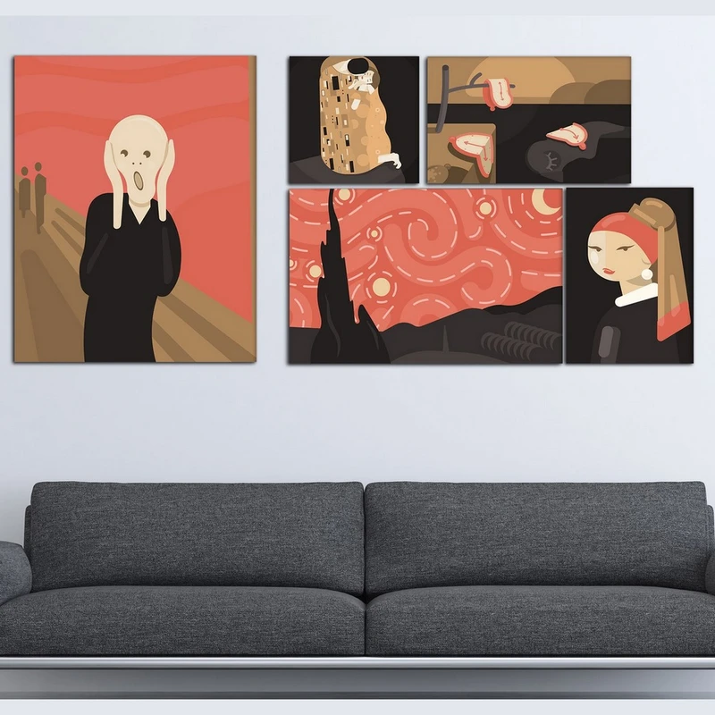 تابلو شاسی بکلیت طرح نقاشی مدرن و فانتزی مدل SH-413 مجموعه 5 عددی