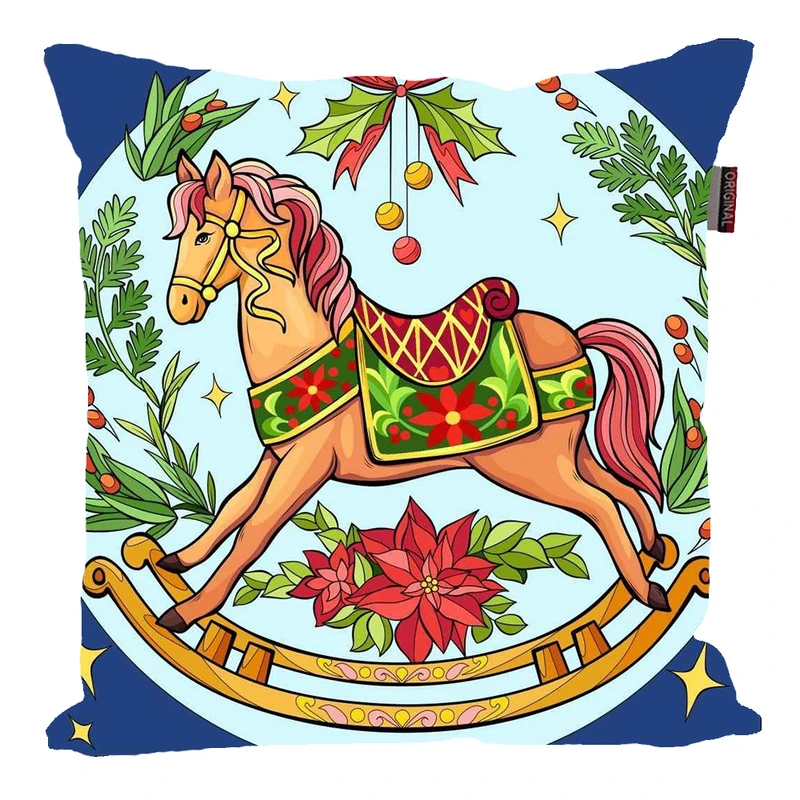 کوسن پاد آفرین مدل کریسمس طرح عروسکی اسب کد PK30348