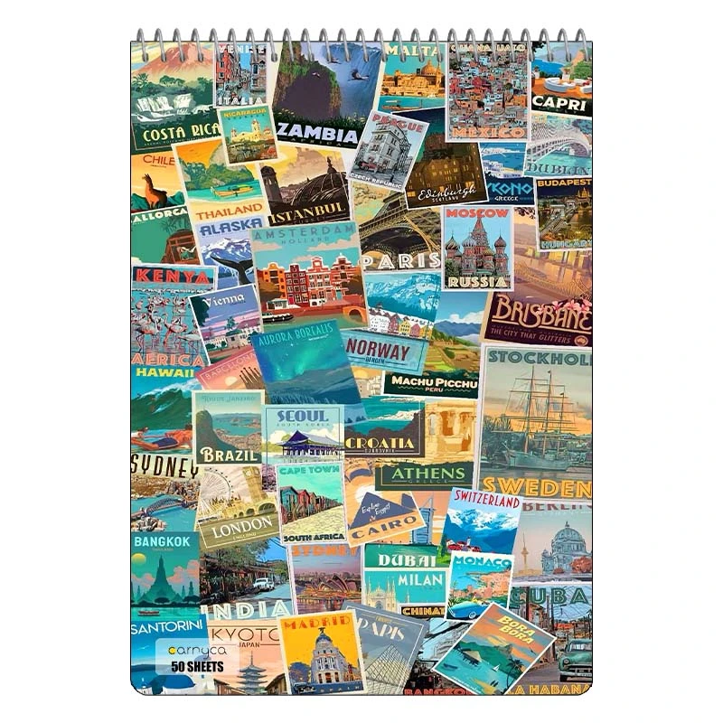 دفتر نقاشی 50 برگ سیمی کارنیکا طرح سفر Travel کد 87226