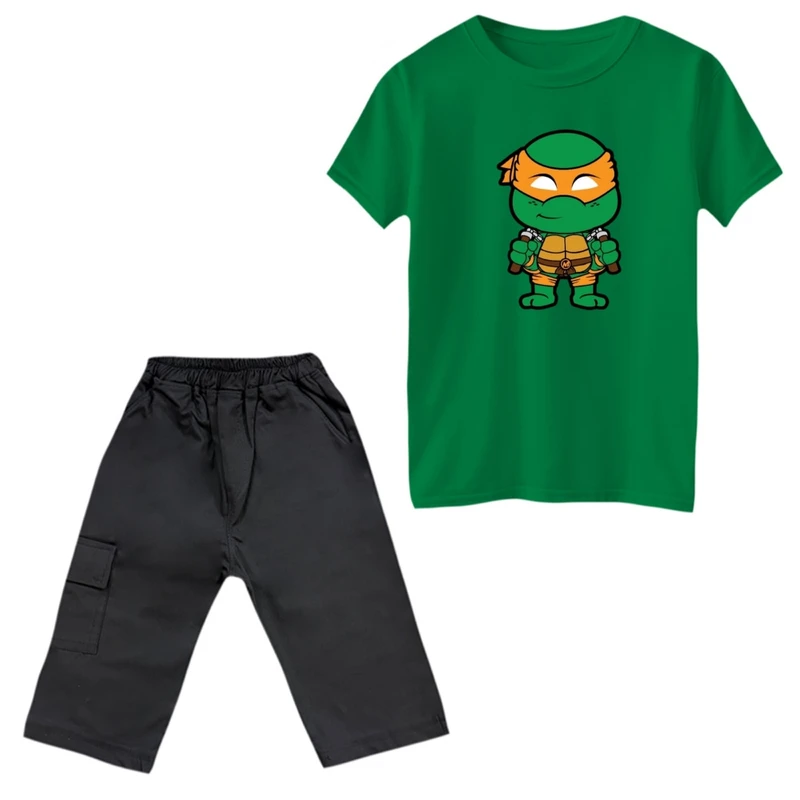 ست تی‌شرت و شلوارک پسرانه مدل لاکپشت های نینجا کد 14