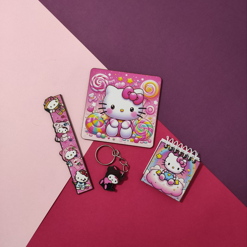 بسته لوازم تحریر مدل هلو کیتی فانتزی کد new1 مجموعه 4 عددی