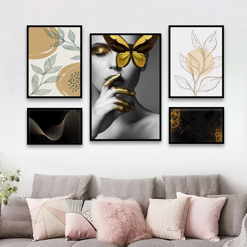 تابلو بکلیت طرح نقاشی مینیمال و چهره مدل B-731 مجموعه 5 عددی