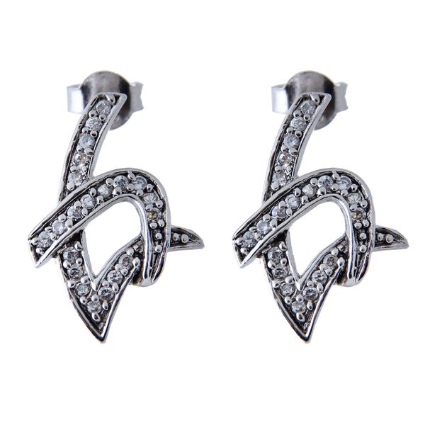 گوشواره نقره زنانه مدل مدرن فول نگین ابکاری رادیوم کد GZN-0171