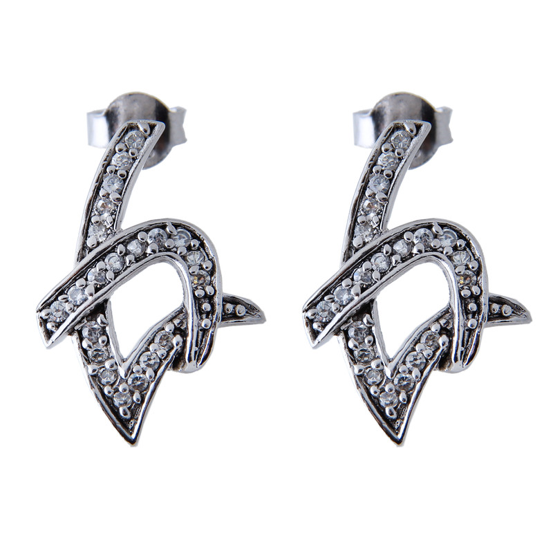 گوشواره نقره زنانه مدل مدرن فول نگین ابکاری رادیوم کد GZN-0171