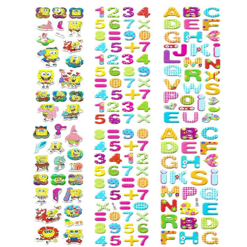 استیکر کودک طرح باب اسفنجی و حروف انگلیسی و اعداد کد Aru111 مجموعه 3 عددی  -  - 1