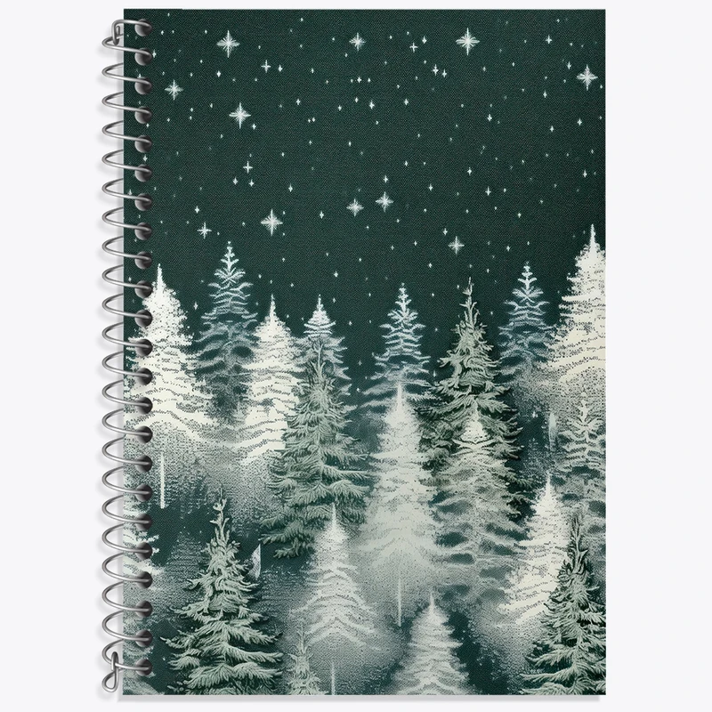 دفتر زبان 50 برگ خندالو مدل دو خط طرح درخت کاج کد N745