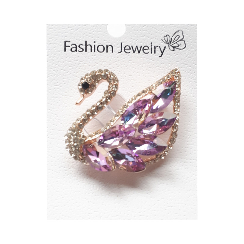 گل سینه زنانه مدل لوکس مرغابی نگین دار