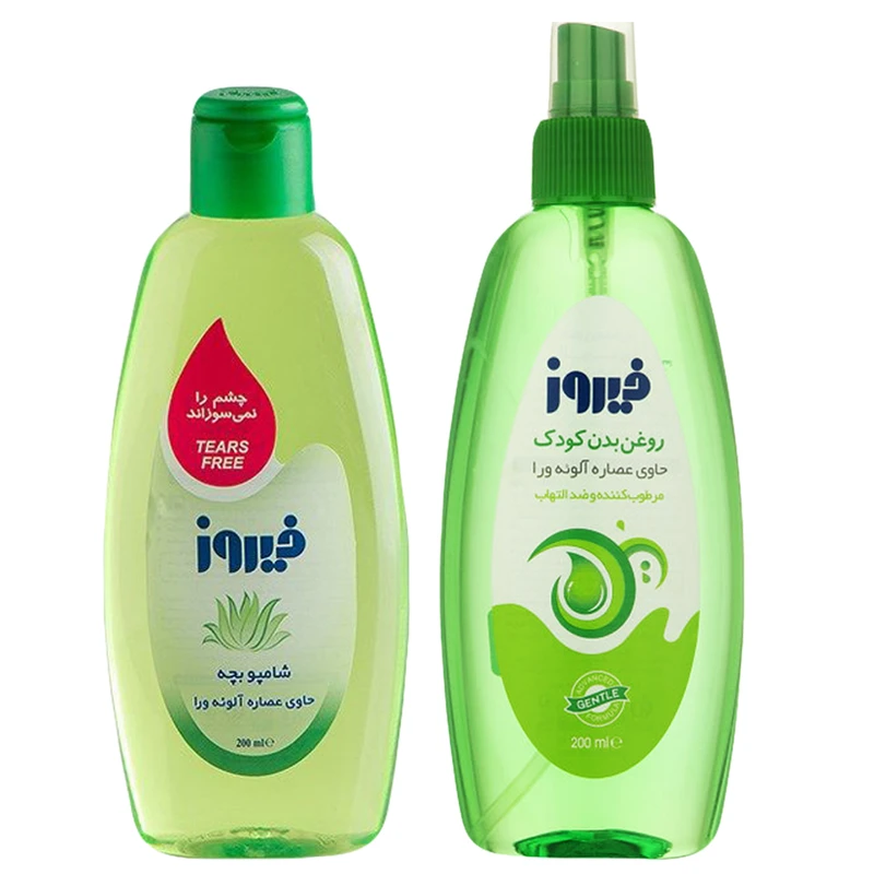 شامپو بچه و روغن بدن بچه فیروز مدل آلوئورا حجم 200 میلی لیتر