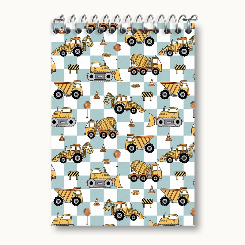 دفتر یادداشت 50 برگ خندالو مدل پترن ماشین و جرثقیل کد N576