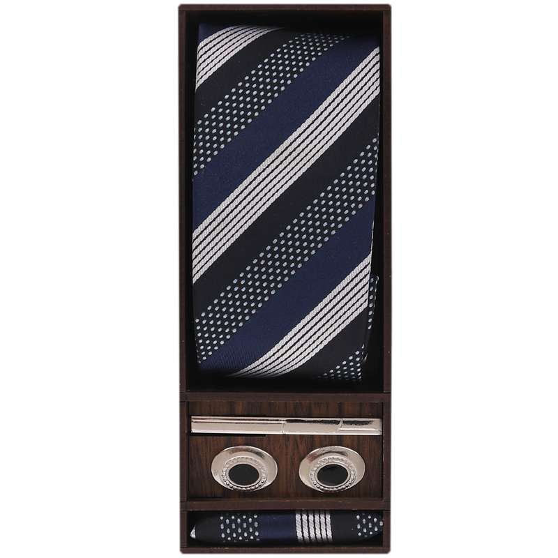 ست کراوات و گیره کراوات و دستمال جیب و دکمه سردست مردانه مدل PJ-107426
