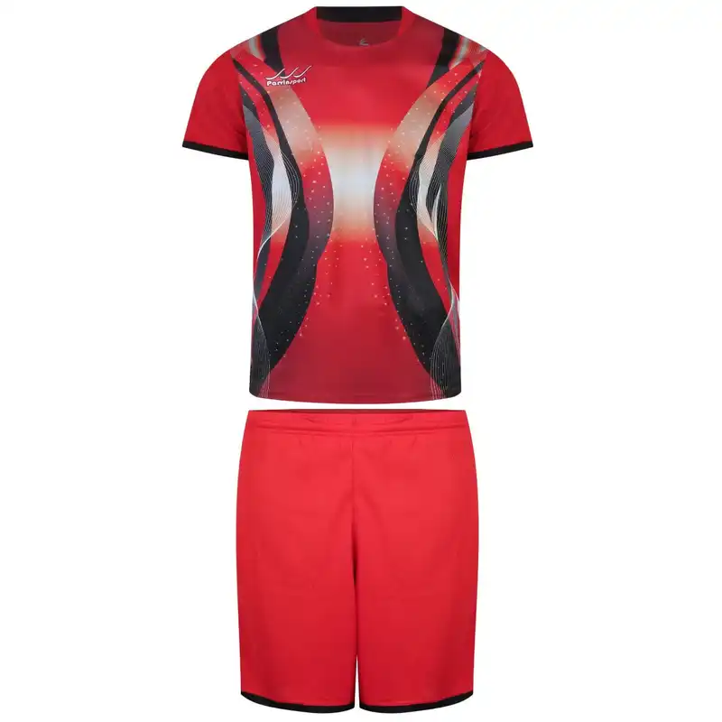 ست تی شرت و شلوارک ورزشی مردانه کالای ورزشی پروین مدل a.s.i.x.6 رنگ قرمز