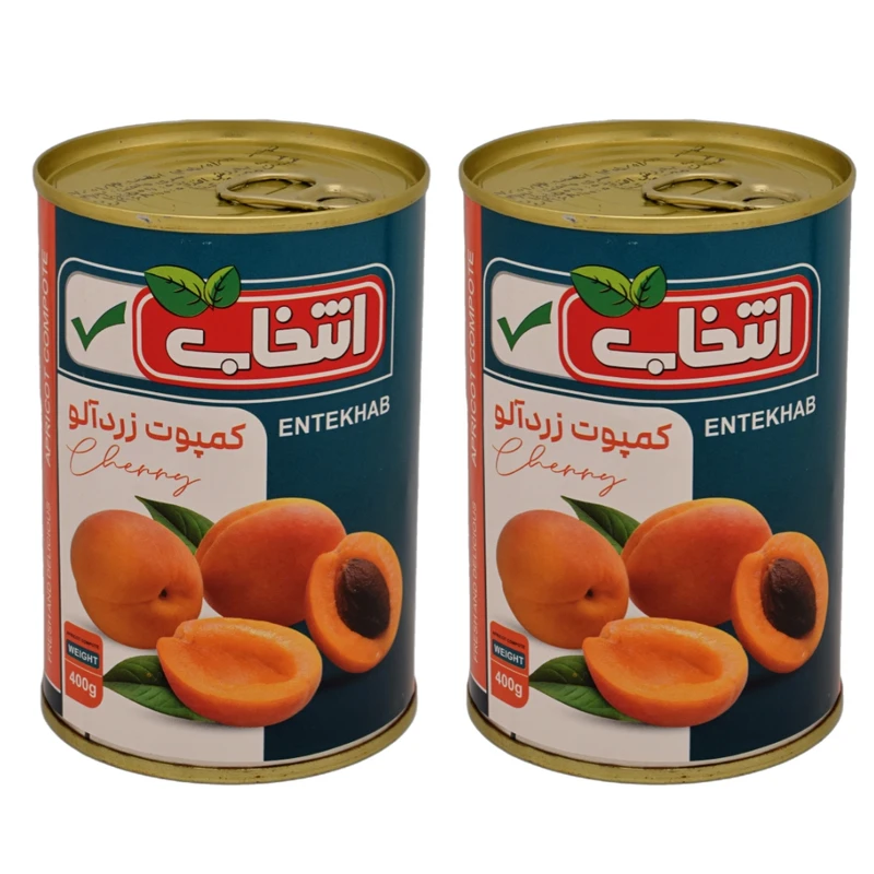کمپوت زردآلو انتخاب - 400 گرم بسته 2 عددی