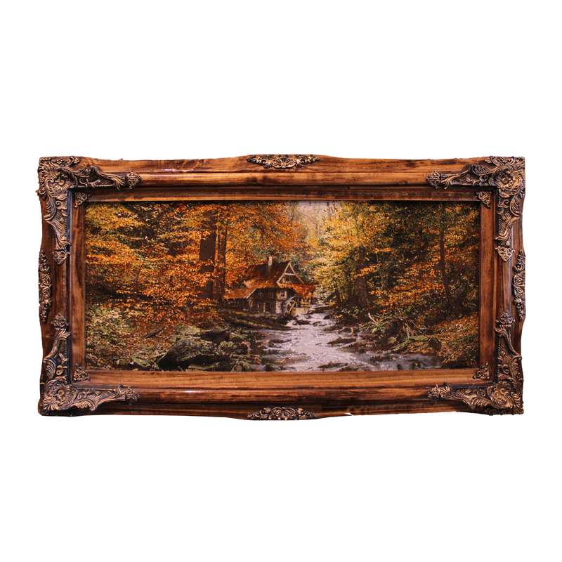 تابلو فرش دستباف مدل کلبه جنگلی کد a897