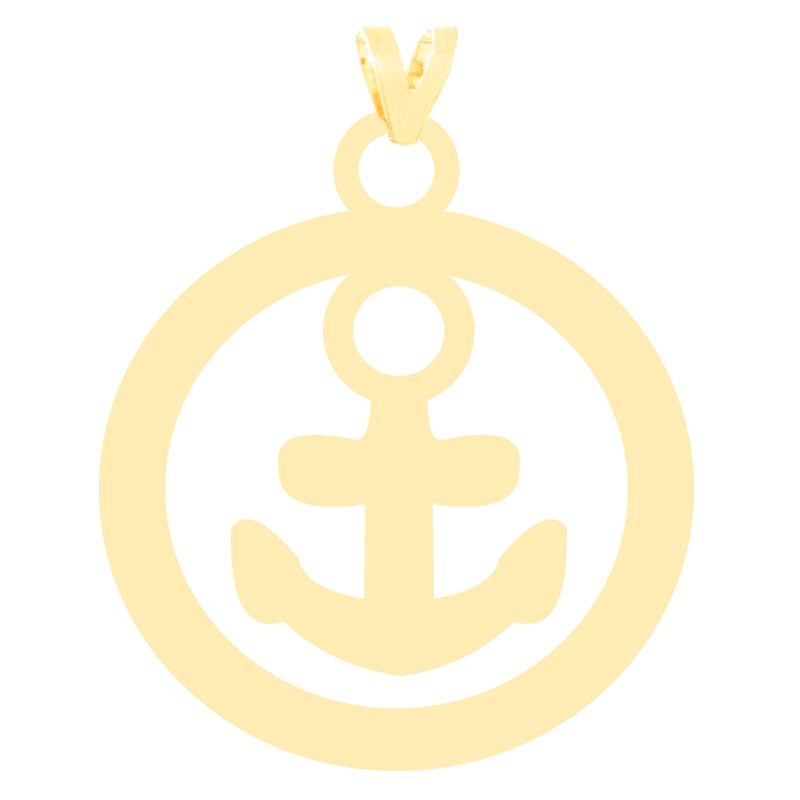 آویز گردنبند طلا 18 عیار زنانه کرابو طرح لنگر و دایره مدل Kr3098 - - 2