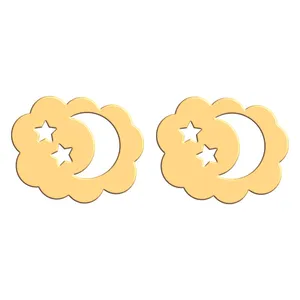 گوشواره طلا 18 عیار زنانه فرشته مدل ماه و ستاره WEL-000138