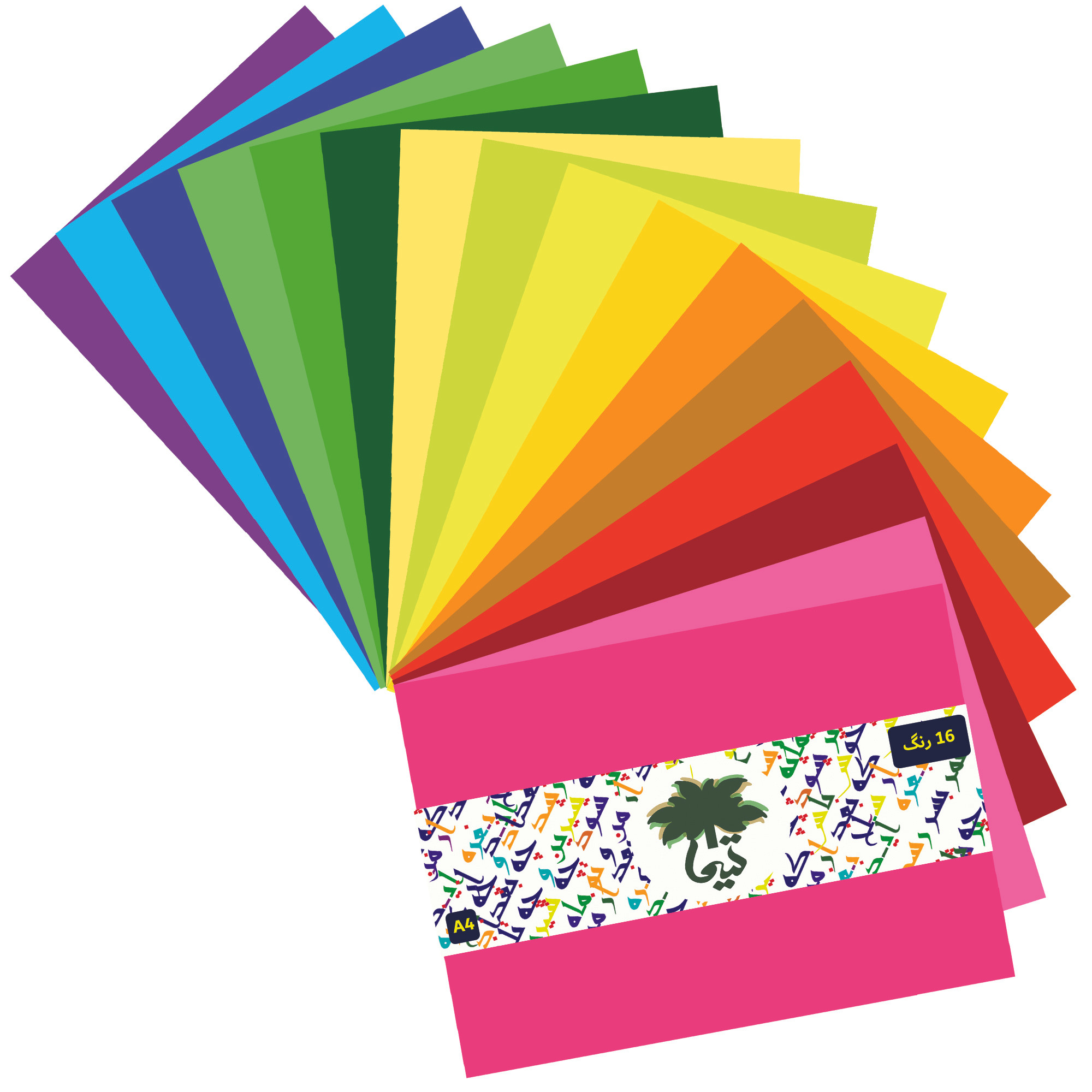کاغذ رنگی A4 تیما مدل 16 رنگ بسته 16 عددی کاغذ رنگی A4 تیما مدل 16 رنگ بسته 16 عددی